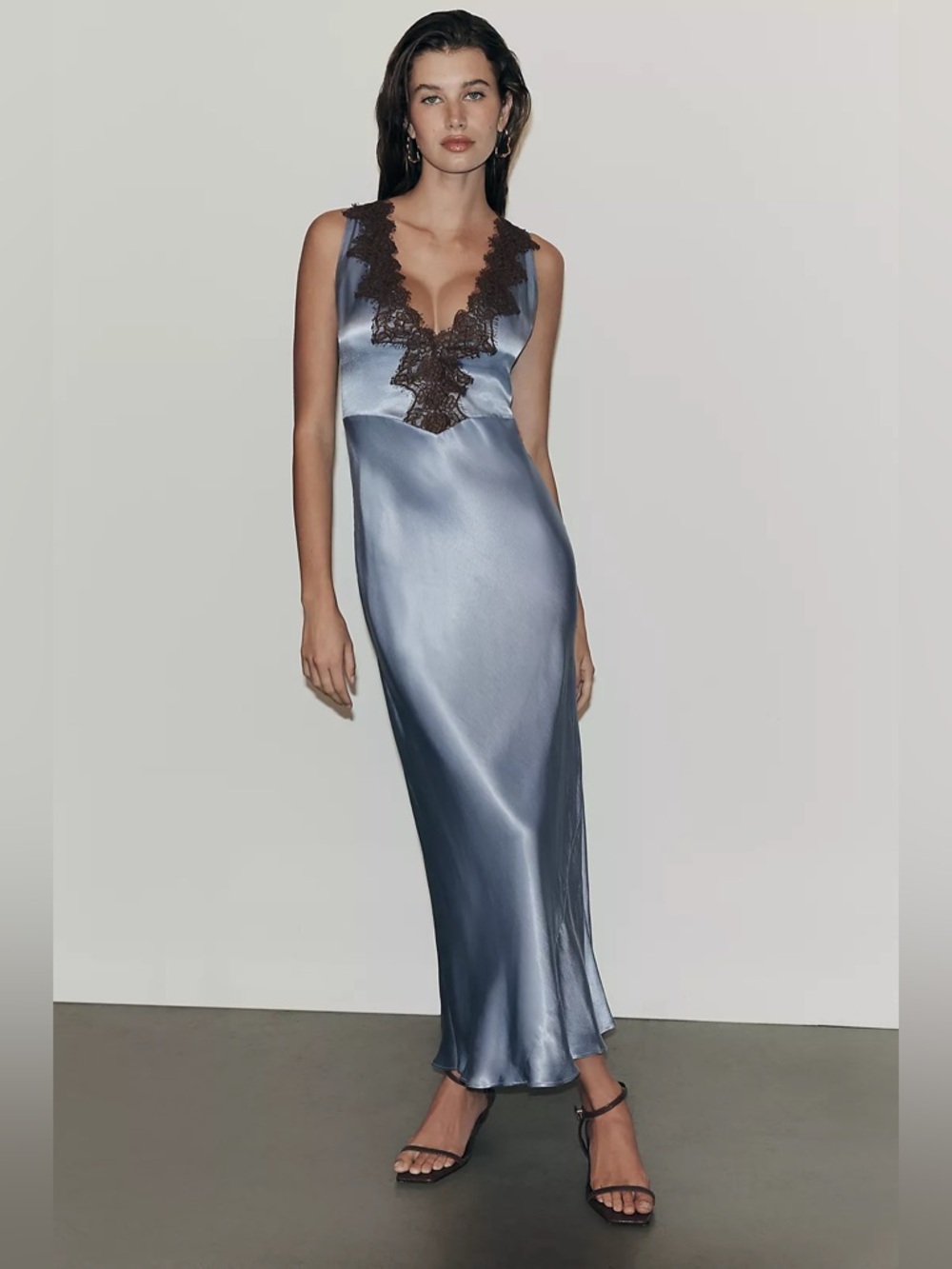 NWT By Anthropologie Lace V-Neck Midi Slip Dress